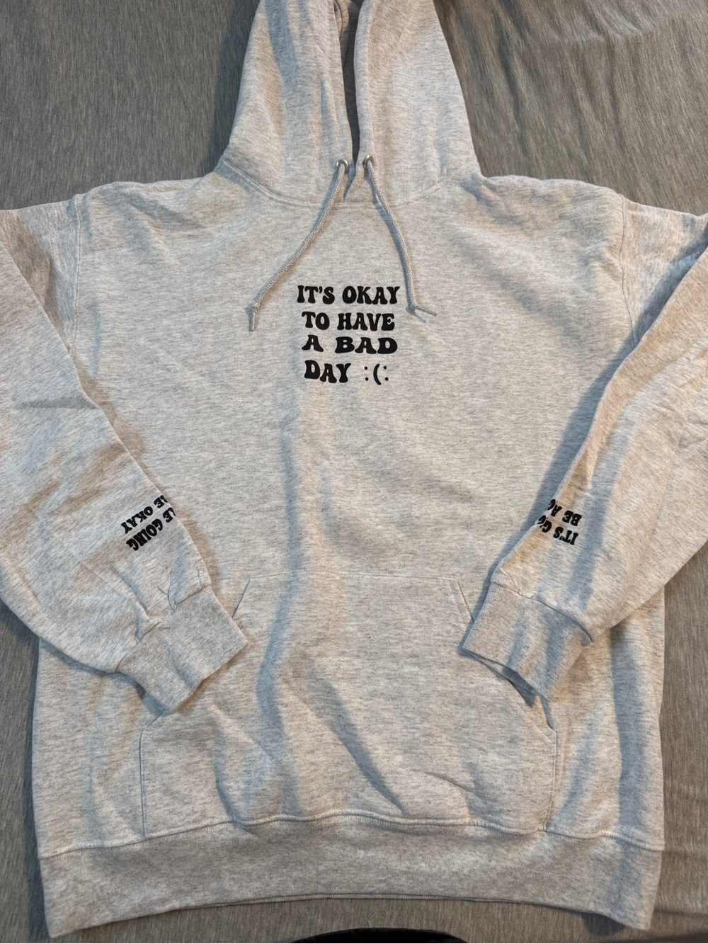 Gray Crewneck Hoodie with Front Text